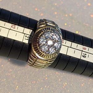 Vintage Domed Gold Ring with Diamonds.   Size 11